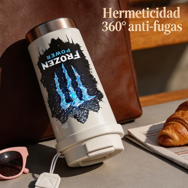 Termoskaffemugg 500ml Rostfritt Stål Militärdesign, Isolerad kaffemugg, läckagesäker resemugg med lock White