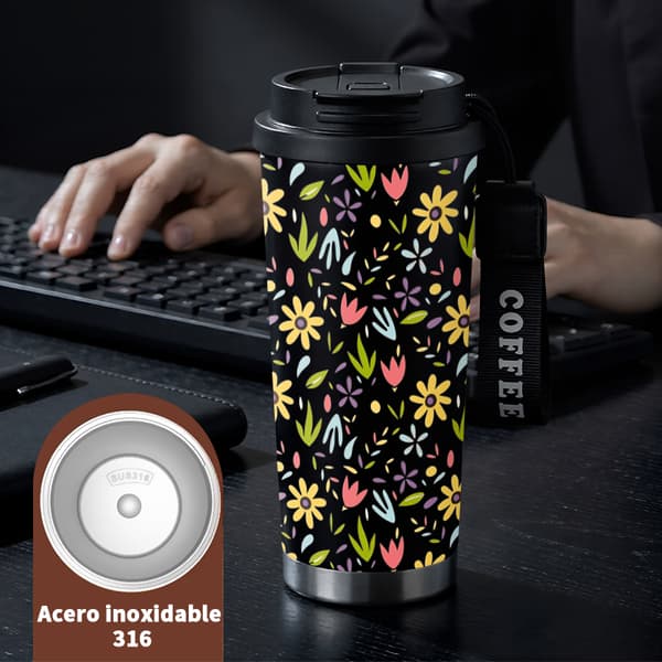 Kaffetermos 500ml 316 Rustfritt Stål Anime Design Black