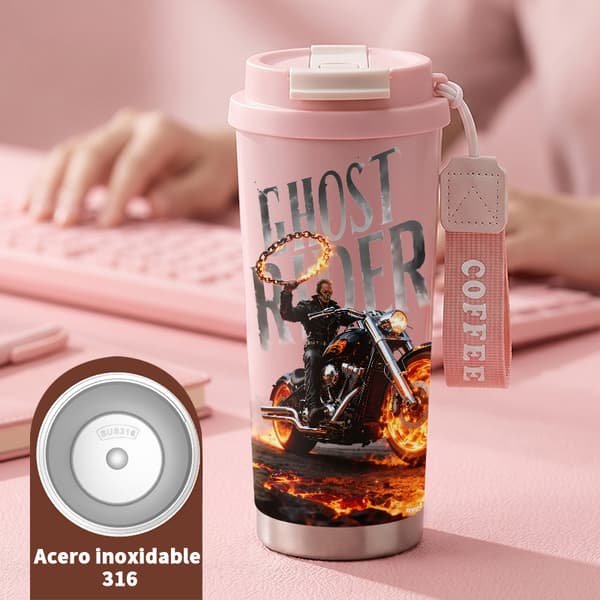 Termokaffekrus 500ml 316 Rustfrit Stål Grafisk Design Pink