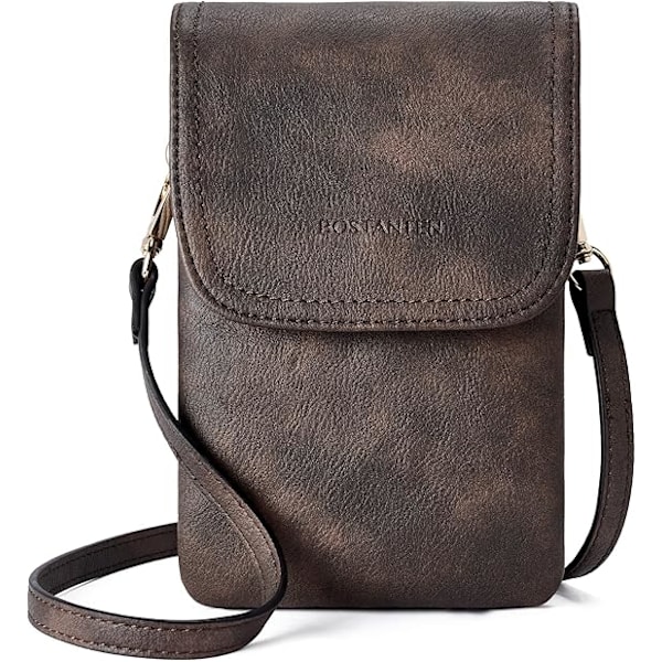 Veganske Læder Små Crossbody Tasker til Kvinder Designer Mobiltelefon Taske Punge Justerbar Rem Brown