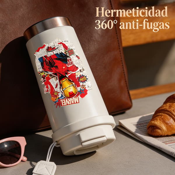Kaffetermokande 500ml Rustfrit Stål Juledesign Pink