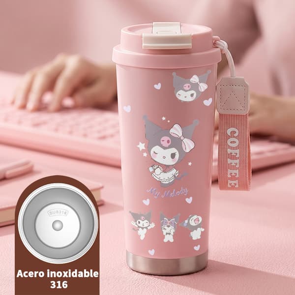 Termokopp 500ml Rustfritt Stål Festlig Design Pink