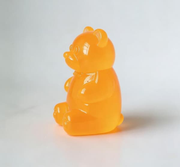 Gummy Bear - Sensorisk Fidget Legetøj med Gelé-lignende Fyld - 9,7 cm Høj - Orange Orange