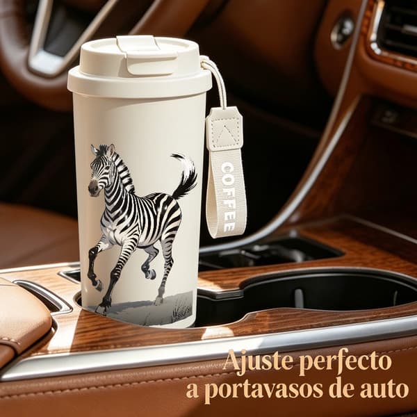 Kaffetermokande 500ml Rustfrit Stål Blomsterdesign Black