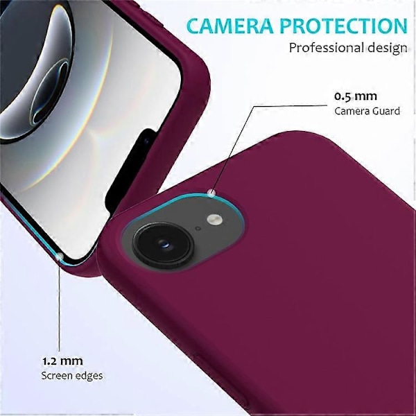 Yhteensopiva iPhone 16e -kuori, pudotuksenkestävä nestemäinen silikoni pehmeällä vuorella, takasuojus WineRed