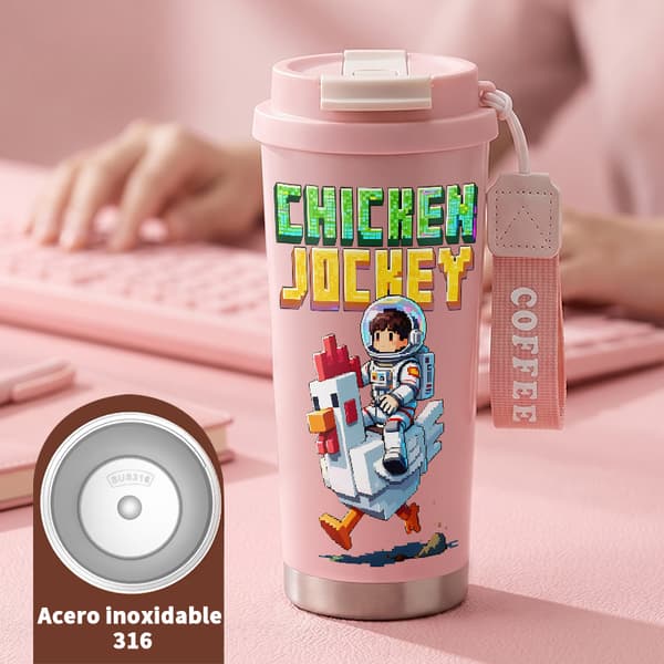 Kaffetermokande 500ml 316 Rustfrit Stål Retro Design Pink