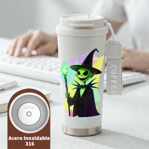 Kaffetermokande 500ml Rustfrit Stål Dyreprint Design White