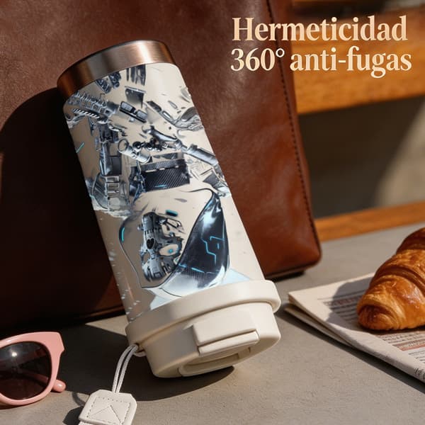 Termisk kaffekopp 500ml rustfritt stål abstrakt design White