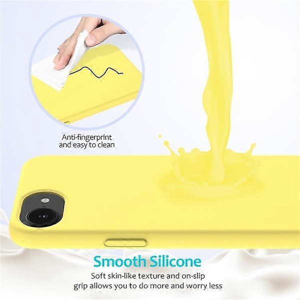 Kompatibel iPhone 16e Case Stødsikker Flydende Silikone Blød Foring Bagside Telefon Cover Yellow