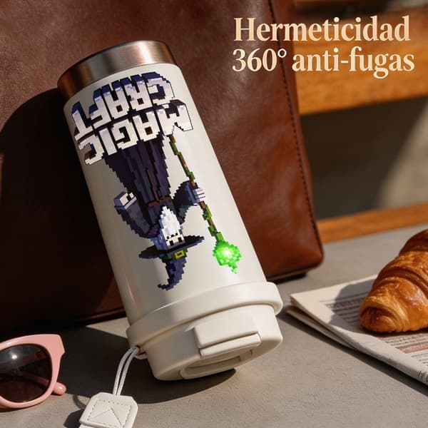 Termoskaffemugg 500ml Lufttätt lock Festlig design, Isolerad kaffemugg, läckagesäker resemugg med lock White