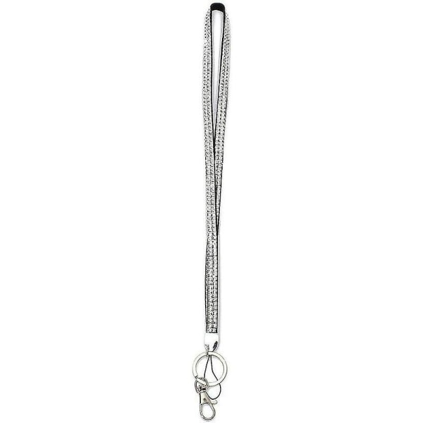 Rhinestone sikkerhetslanyard for nøkkelring, ID-kort, telefon (hvit)