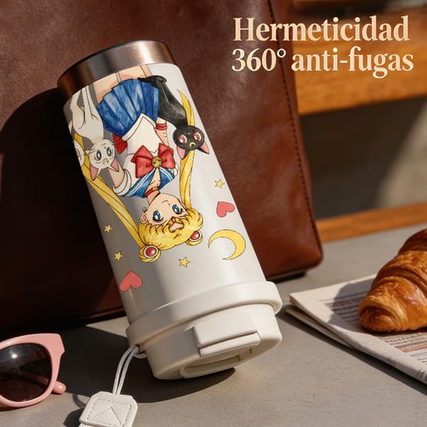Kaffetermos 500ml Rostfritt Stål Festlig Design, Isolerad kaffemugg, läckagesäker resemugg med lock Black