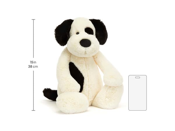 Jellycat Bashful Musta ja kermanvärinen pennun pehmolelu 51cm