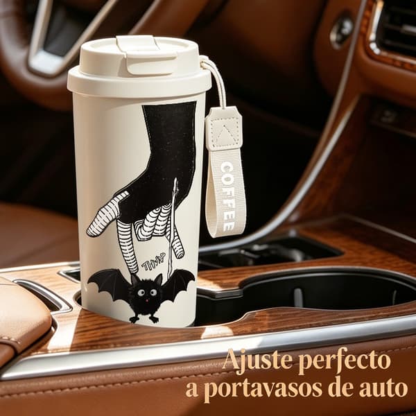 Kaffetermos 500ml Rustfritt Stål Søt Design White