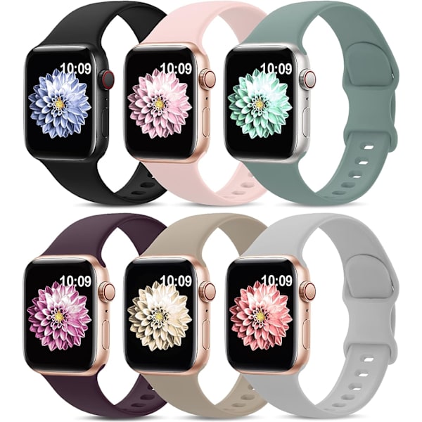 6-pak Sportbånd, Kompatibel med Apple Watch Band 38mm 40mm