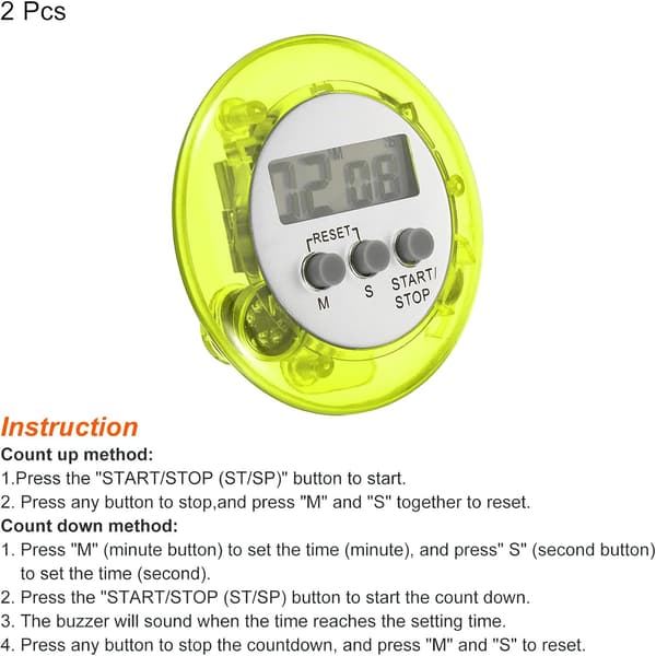 2 stycken (Vert) Rund Digital Timer, Liten Nedräknings-/Uppräkningsklocka