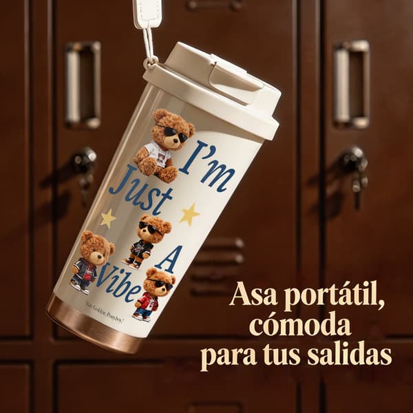Kaffetermos 500ml Rustfritt Stål Søt Design White
