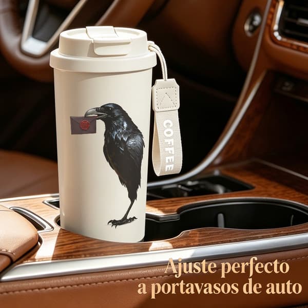 Kaffetermos 500ml 316 Rostfritt Stål Geometrisk Design, Isolerad kaffemugg, läckagesäker resemugg med lock White