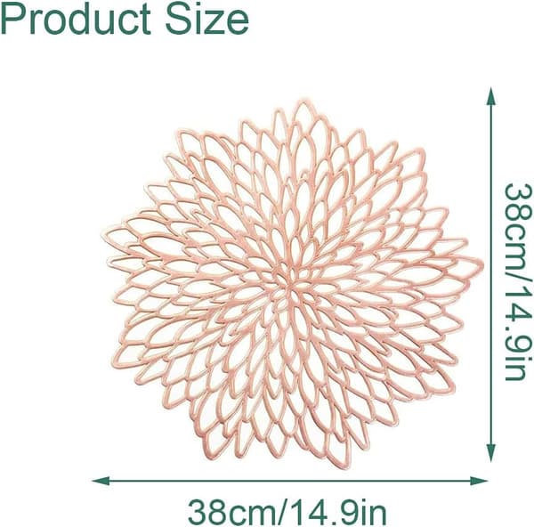 3-delt Plassmatte, Bronse Plassmatte, Roségull Rund Plassmatte