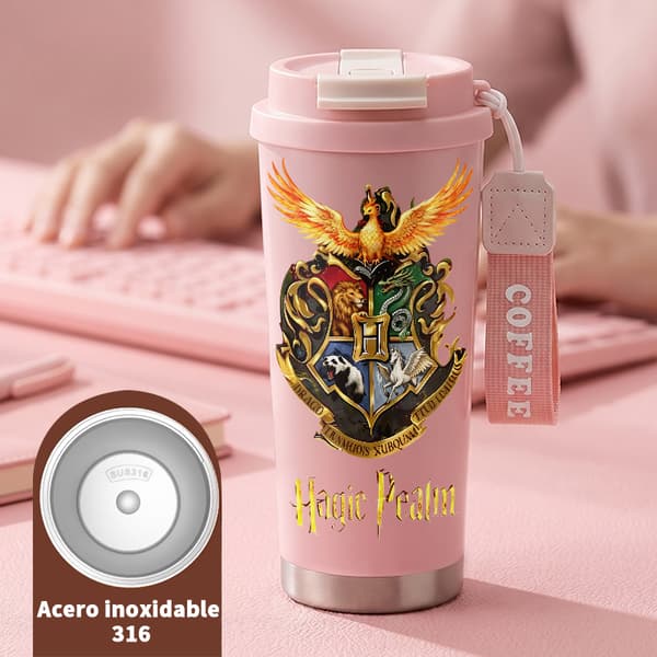 Bærbar Kaffe Termos 500ml 316 Rustfritt Stål Dyredesign Pink