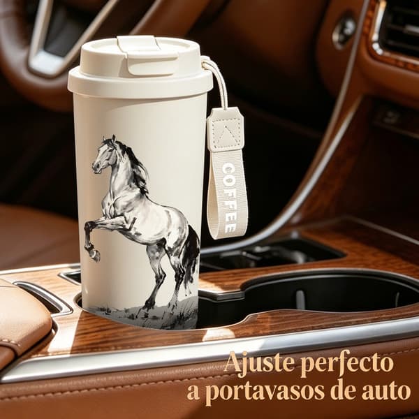 Termisk kaffekopp 500ml for camping, festlig design Pink