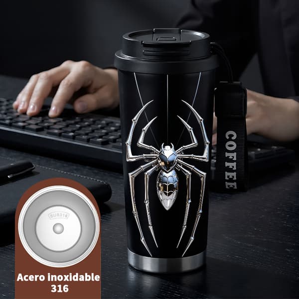 Kaffetermokande 500ml Rustfrit Stål Kunstnerisk Design Black