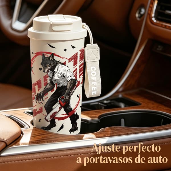 Termosmugg 500ml Rostfritt Stål Halloween Design, Isolerad kaffemugg, läckagesäker resemugg med lock White