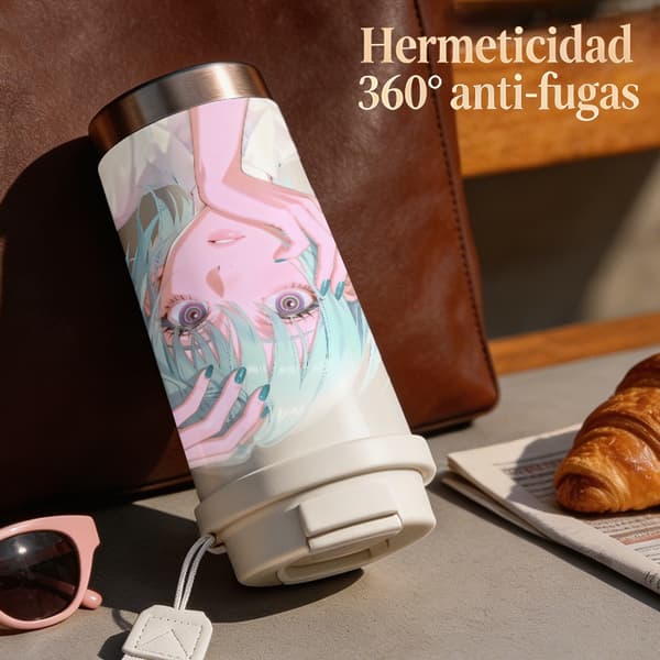 Kaffetermos 500ml Rostfritt Stål Trendig Design, Isolerad kaffemugg, läckagesäker resemugg med lock White
