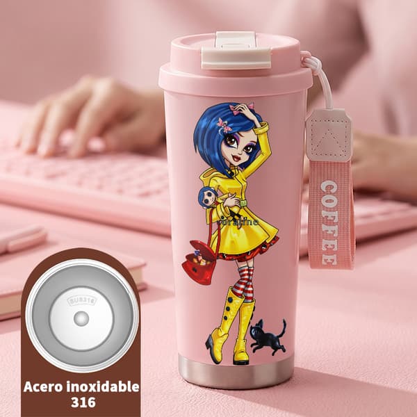 Kaffe Termokande 500ml Rustfrit Stål Halloween Design Pink