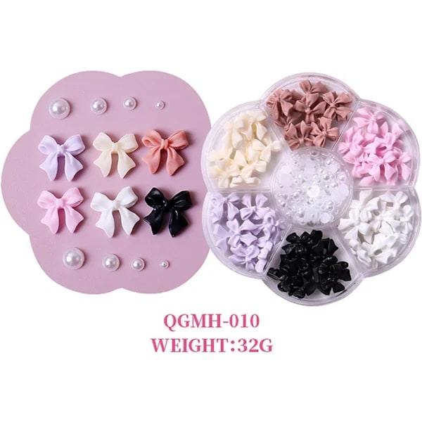 Fargerike Rosett Negler Nitter Strass Krystall 3D Harpiks Rosett Negl Charms Sett For Negler Design Søte Rosett Negl Deko