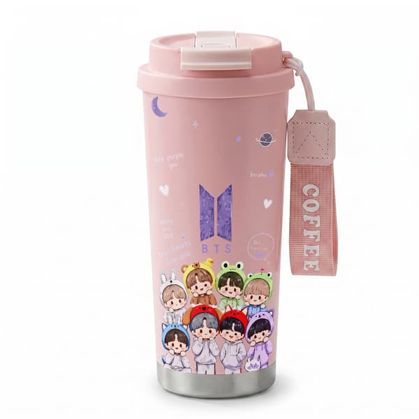 Kaffetermos 500ml 316 Rustfritt Stål Blomsterdesign Pink