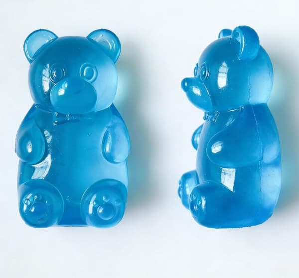 Gummy Bear - Sensorisk Fidget Legetøj med Gelé-lignende Fyld - 3,5\" Høj - Blå Blue