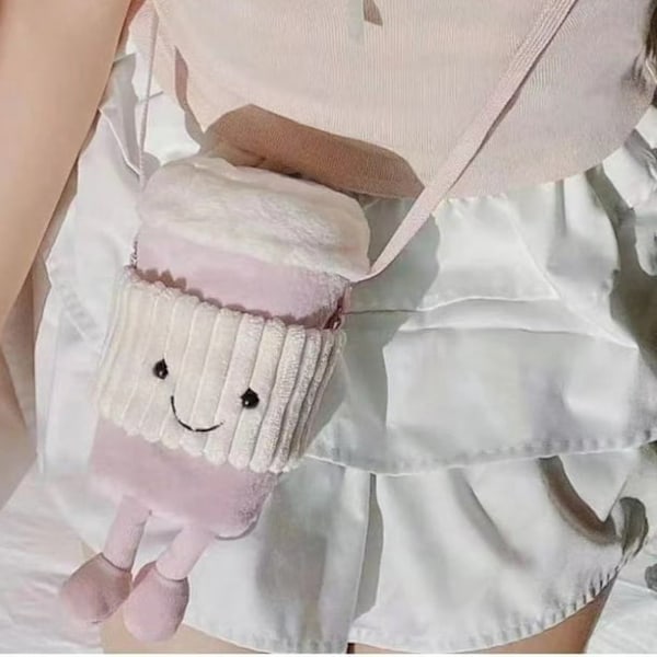Jellycat Amuseables Coffee-To-Go Rosa Veske Kosedyr|7,1 tommer