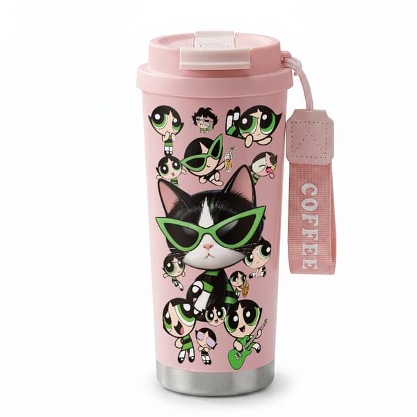 Termisk kaffekopp 500ml rustfritt stål minimalistisk design Pink