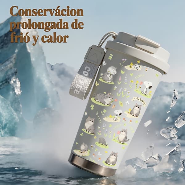 Kaffetermos 500ml Rostfritt Stål Trendig Design, Isolerad kaffemugg, läckagesäker resemugg med lock Black
