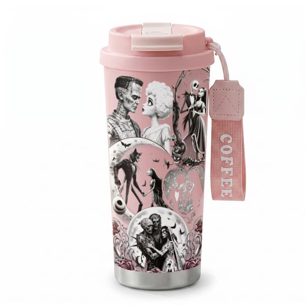 Kaffetermos 500ml Rustfritt Stål Halloween Design Pink