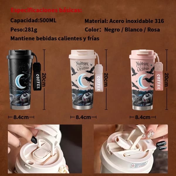 Kaffetermos 500ml Termisk Dyreprint Design White