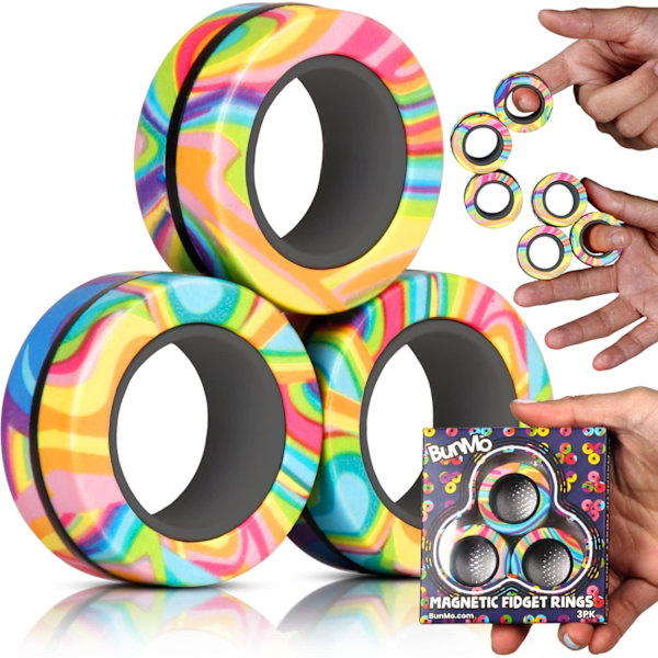 Fidget Leksaker Vuxna - Magnetiska Fidget Ringar - Snurra, Koppla & Lek - Beroendeframkallande Fidget Leksak för Pojkar & Flickor