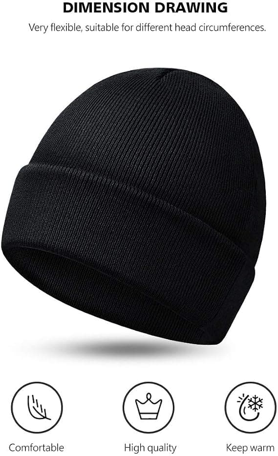 Vintermössa för män och kvinnor, ullmössa, svart, klassisk design, M
