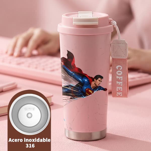 Kaffetermokande 500ml 316 Rustfrit Stål Juledesign Pink