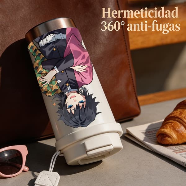 Termosmugg 500ml Rostfritt Stål Militär Design, Isolerad kaffemugg, läckagesäker resemugg med lock White