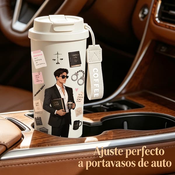 Kaffetermos 500ml Rustfritt Stål Kunstnerisk Design White
