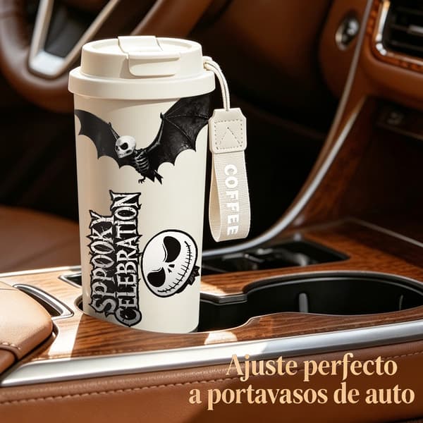 Termisk kaffekopp 500ml rustfritt stål festlig design Black
