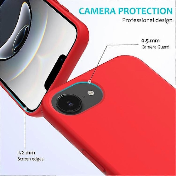 Yhteensopiva iPhone 16e -kuori, pudotuksenkestävä nestemäinen silikoni pehmeällä vuorella, takasuojus Red
