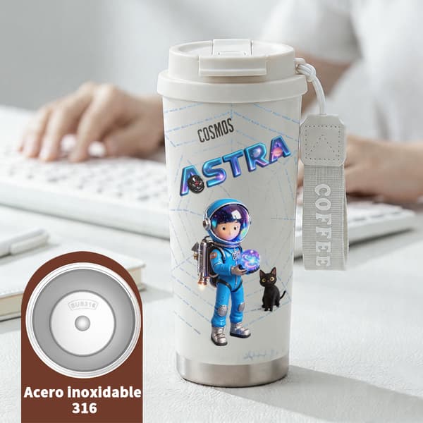 Kaffetermos 500ml Rustfritt Stål Blomsterdesign White