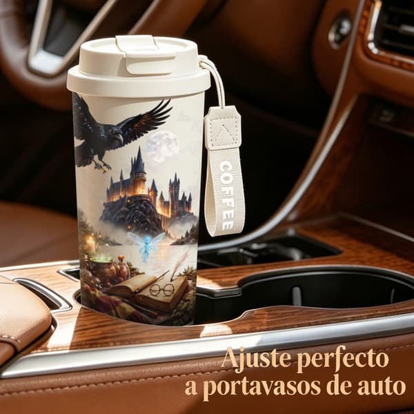 Termosmugg 500ml Rostfritt Stål Djurdesign, Isolerad kaffemugg, läckagesäker resemugg med lock White