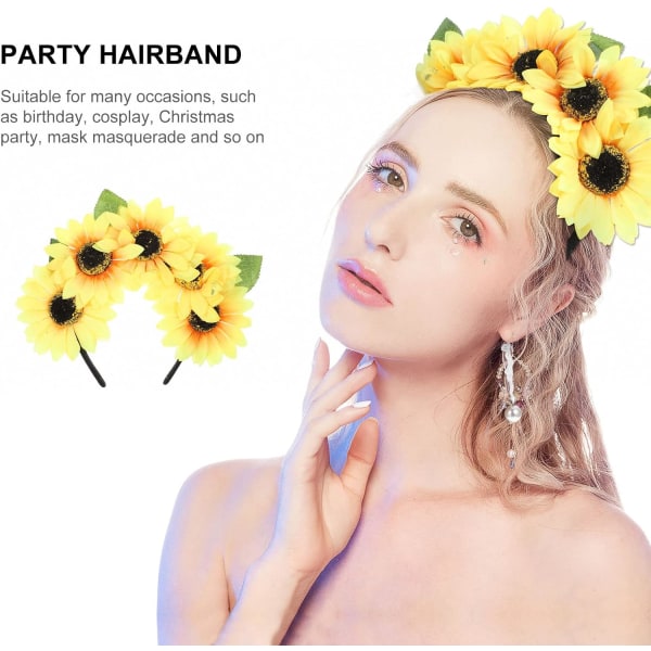 1 piece of sunflower head with flower headband, women's flower