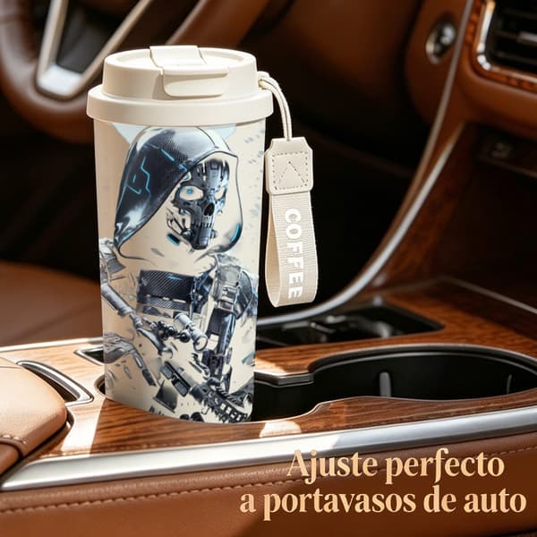 Termisk kaffekopp 500ml rustfritt stål abstrakt design Black