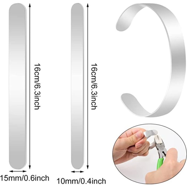 8 stycken (160mm*15mm+160*10mm) armband i rostfritt stål DIY
