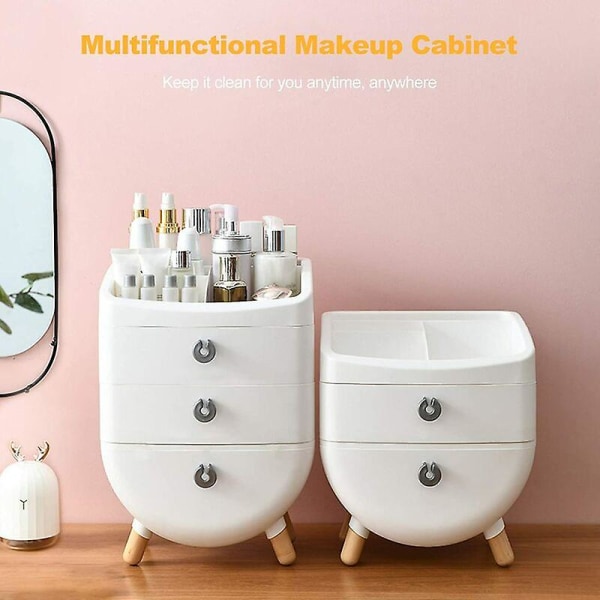 Galatea Makeup Organizer Skrivbordslådor Plast Smycken Förvaringslåda Dammtät Kosmetisk Förvaringsbehållare Hem Diverse Makeup Organizer Box -S -Vit